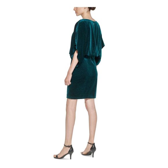 JESSICA HOWARD Womens Velvet Dolman Sleeve Above The Knee Cocktail Blouson Dress - Picture 2 of 4